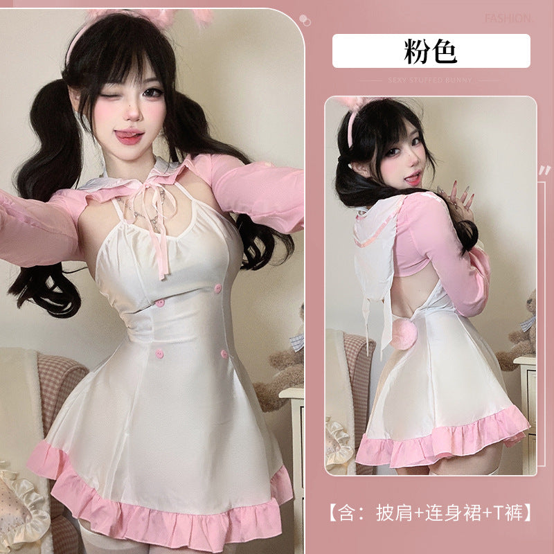 BT2746-俏皮甜心女僕套裝露溝制服睡衣誘惑調情裸臀免脫情趣內衣套裝女睡衣睡裙