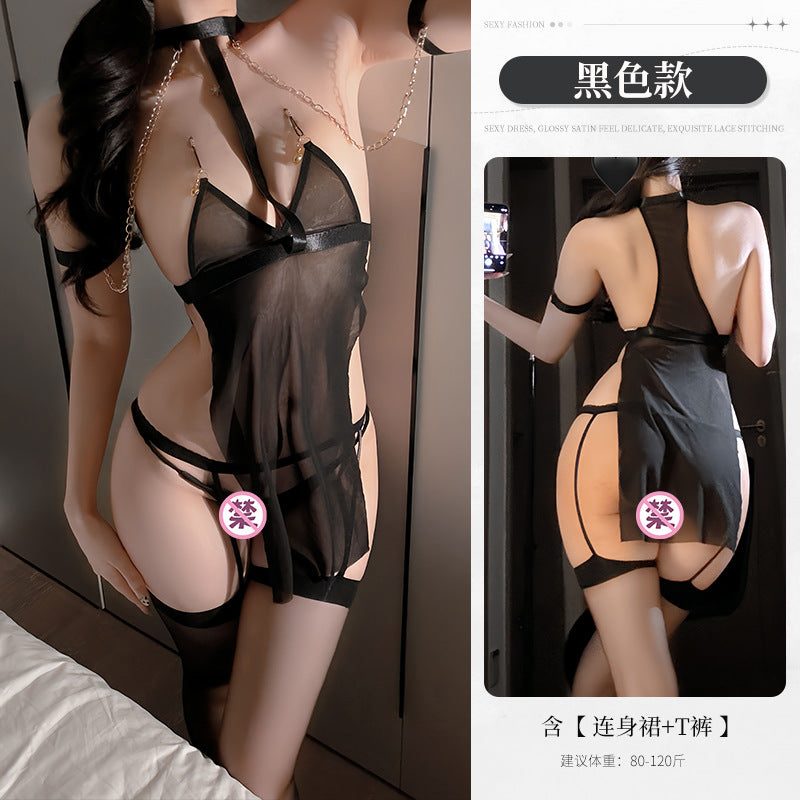 BT8618-性感內衣情趣內衣性感透視網紗女睡衣開叉誘惑激情免脫SM制服火辣女睡裙