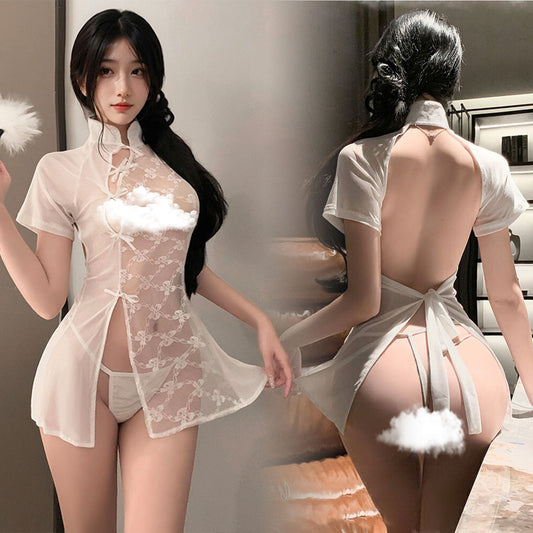 CT535-情趣內衣新中式旗袍高開叉露背透視裙純欲誘惑胖MM一件代發批發