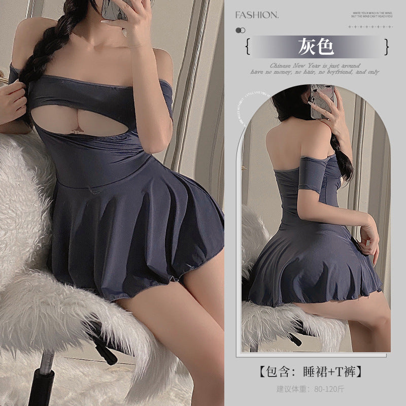 BS8015-性感內衣冰絲小睡裙情趣內衣激情床上挑逗純欲女睡衣