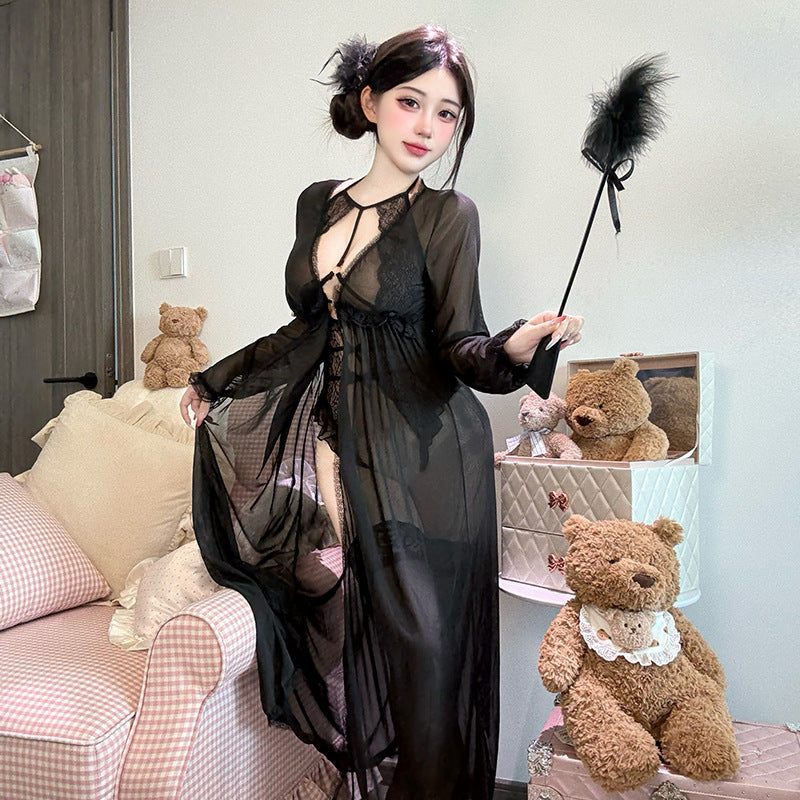 BS6511-情趣內衣性感蕾絲連體睡衣開襠免脫火辣誘惑挑逗透視睡裙套裝女睡衣睡裙