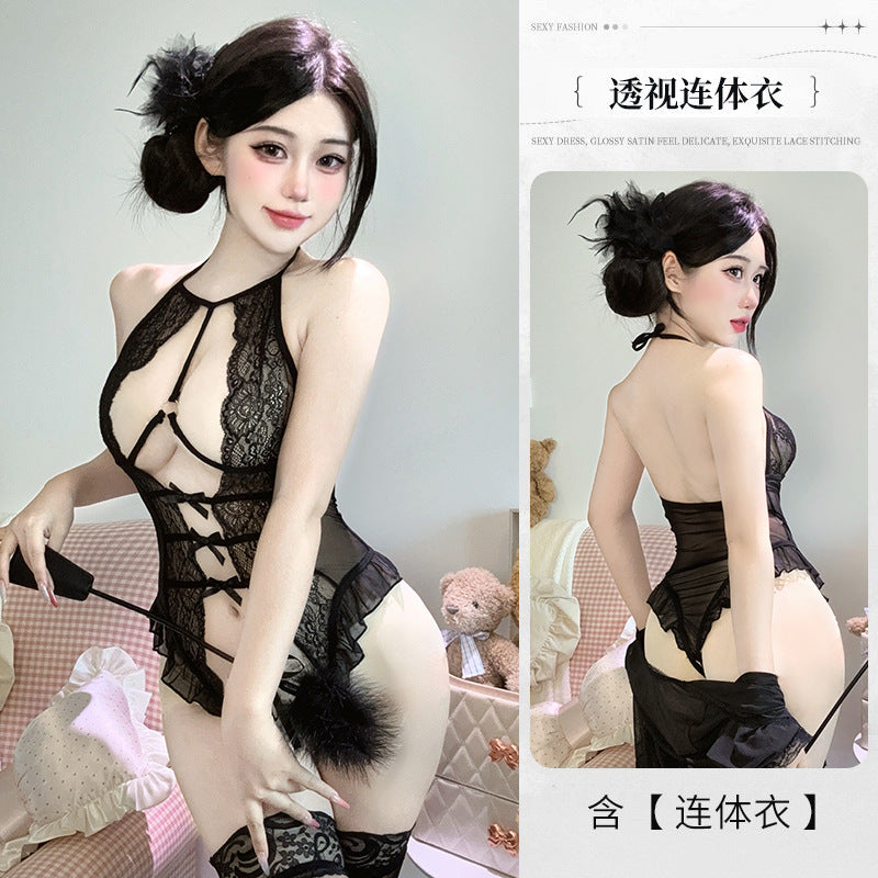 BS6511-情趣內衣性感蕾絲連體睡衣開襠免脫火辣誘惑挑逗透視睡裙套裝女睡衣睡裙