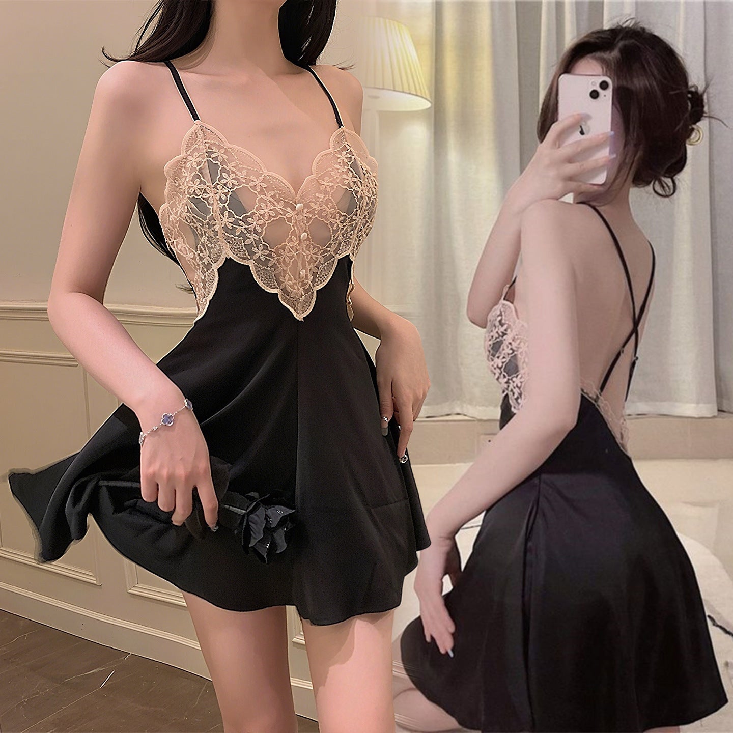 CS488-大碼情趣內衣性感吊帶蕾絲冰絲睡裙胖MM調情火辣床上激情約會戰袍女睡衣睡裙