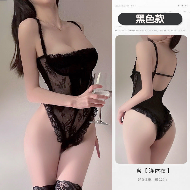 BS8342-性感內衣情趣內衣女法式塑身連體純欲蕾絲花邊女睡衣套裝女睡裙