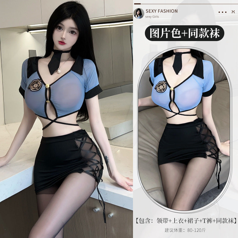 BT8500-性感內衣情趣內衣性感角色扮演女警制服激情床上套裝誘惑職業裝女睡衣