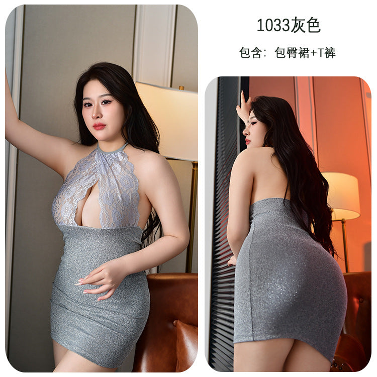 【A-1033-2】情趣內衣性感蕾絲夜店秘書套裝透視制服誘惑大碼胖MM女睡衣睡裙