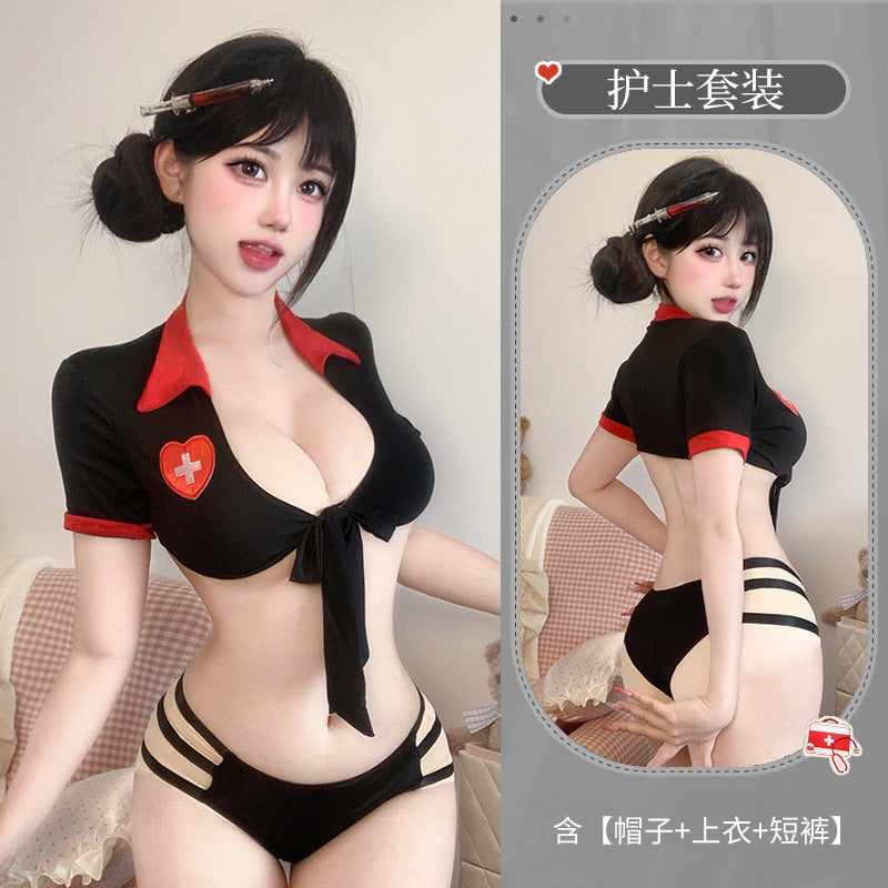 BT1308-私人護士情趣內衣露胸性感包臀角色扮演調情性趣睡衣免脫套裝女睡衣睡裙