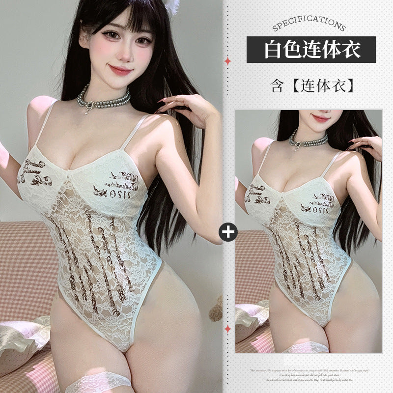 BS6509-純欲情趣內衣性感蕾絲鏤空透視吊帶睡衣免脫蓬蓬裙網紗套裝女睡衣睡裙