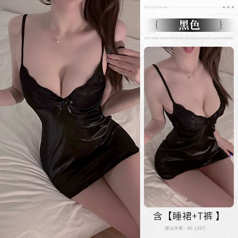 BS8237-性感內衣情趣內衣女純欲風吊帶睡裙薄款蕾絲心機包臀女睡衣套裝睡裙