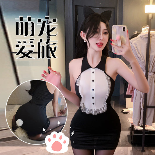 【A-1557】情趣內衣性感蕾絲猫女郎女僕誘惑純欲包臀裙制服誘惑女睡衣睡裙