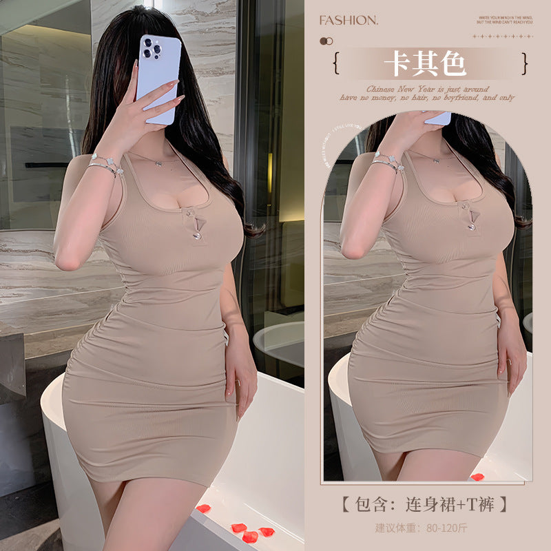 BS8416-性感內衣情趣內衣純欲辣妹掛脖包臀修身連衣裙誘惑女睡衣睡裙