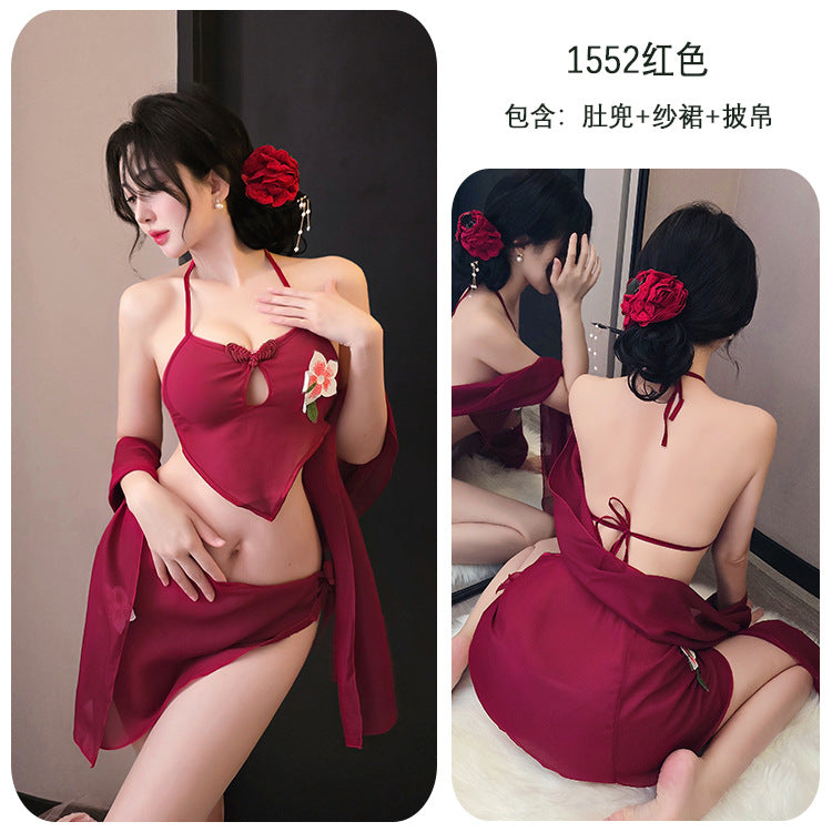 【A-1552】情趣內衣性感網紗純欲風漢服角色扮演肚兜系帶誘惑裝女睡衣睡裙