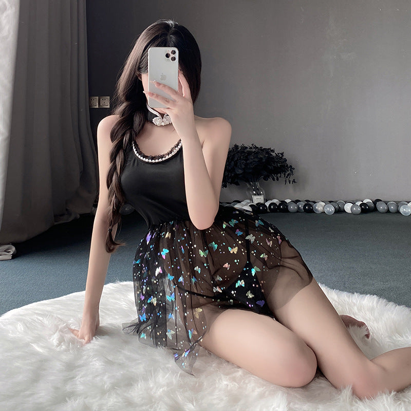 BT2794-性感內衣情趣內衣女僕角色扮演純欲甜美俏皮蝴蝶亮片公主裙制服女睡衣女睡裙套裝