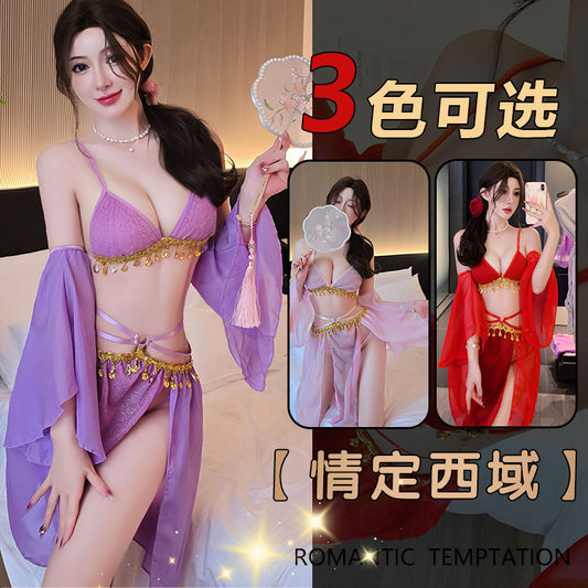 【A-1546】情趣內衣性感綁帶古風復古肚兜女漢服蕾絲連衣裙套裝女睡衣睡裙