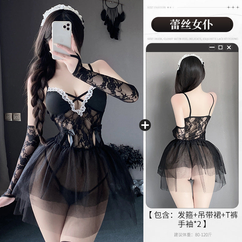 BT2817-性感內衣情趣內衣純欲蕾絲女僕角色扮演誘惑網紗透視女傭激情免脫套裝女睡衣睡裙