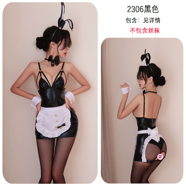 【A-2306】性感內衣情趣內衣漆皮女僕裝純欲制服二次元兔女郎角色扮演女睡衣