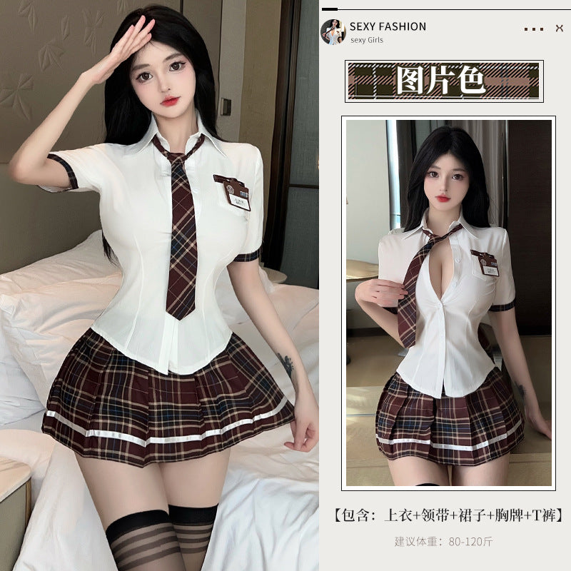 BT8302-性感內衣情趣內衣學院風性感jk學生制服角色扮演套裝純欲百褶裙制服