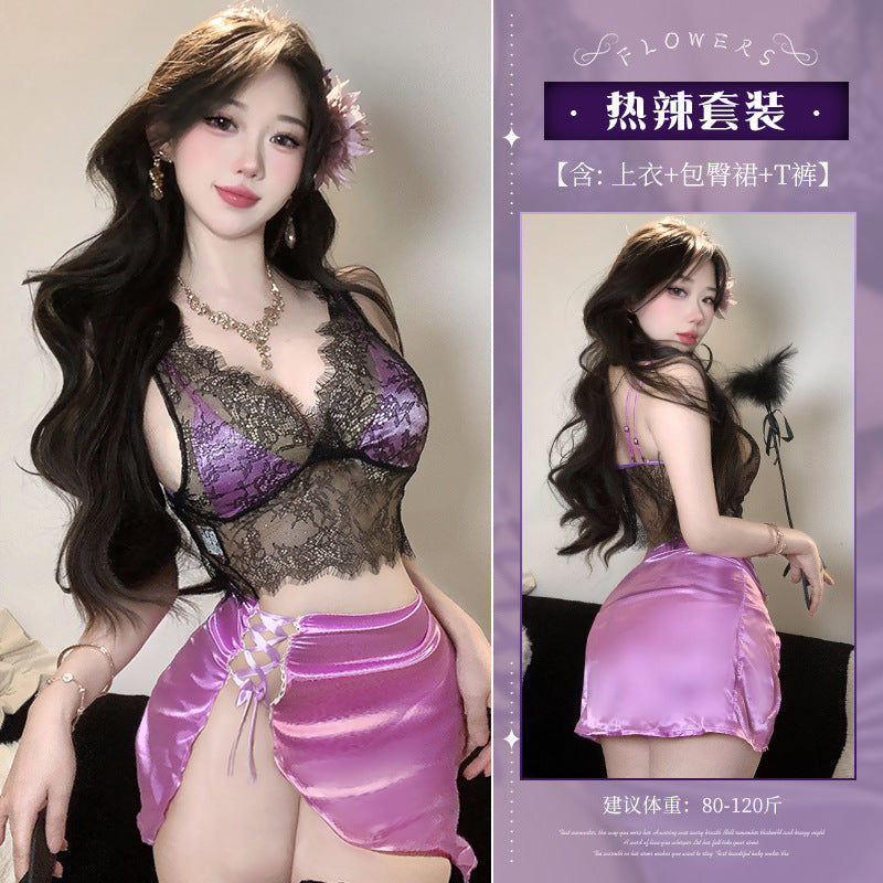 BS2118-性感內衣情趣內衣深V透視純欲蕾絲包臀免脫誘惑女套裝女睡裙