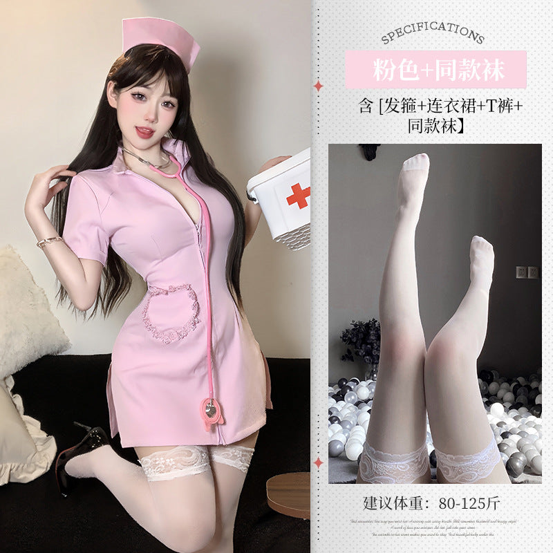 BT2120-性感纯欲护士情趣内衣深V诱惑角色扮演制服免脱套装女睡衣睡裙
