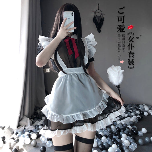 BT2426-情趣內衣制服誘惑綁帶圍裙網紗透視角色扮演性感女僕套裝