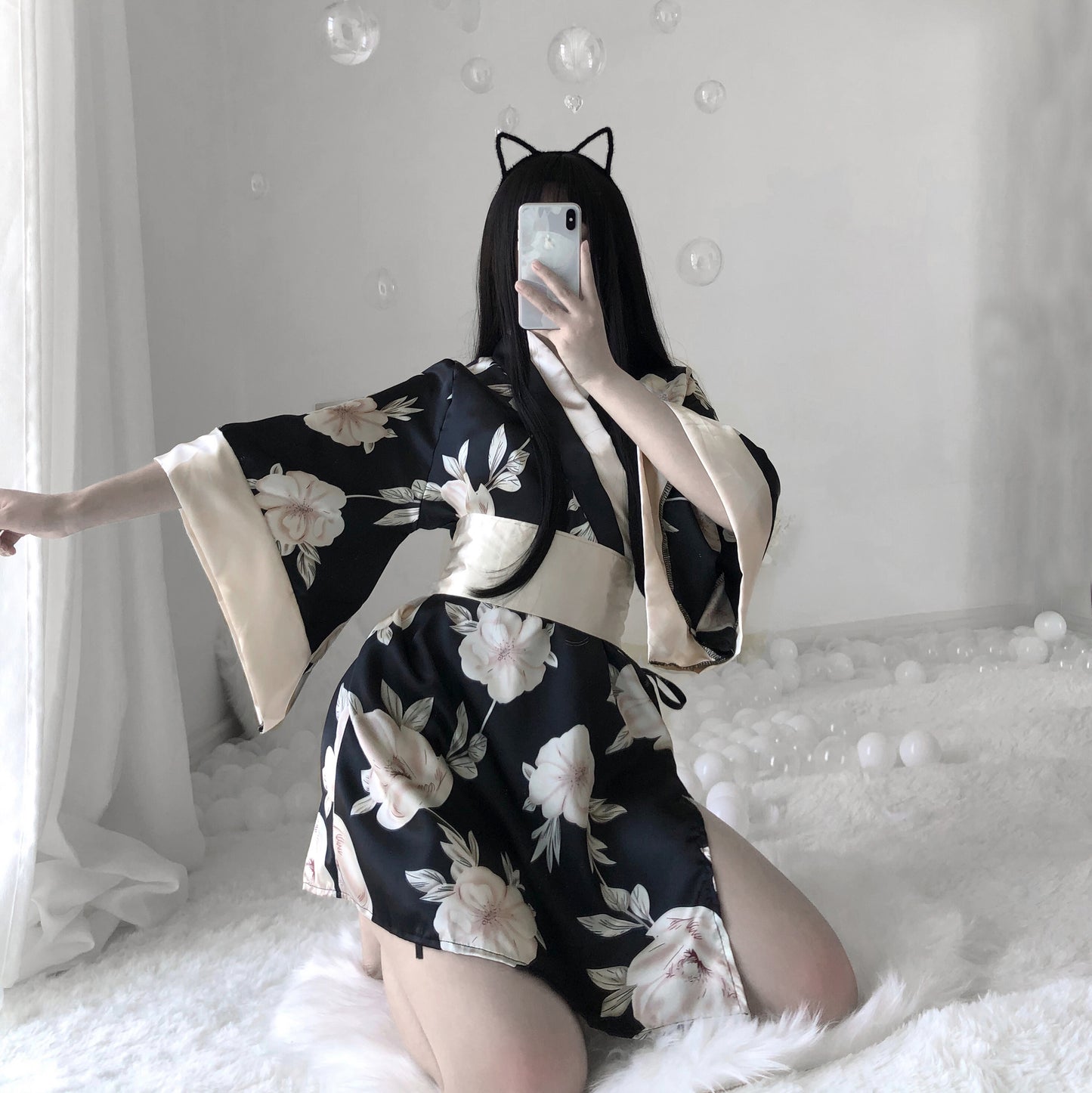 BT2412-情趣內衣日式印花玉蘭花和服遊戲制服誘惑代發