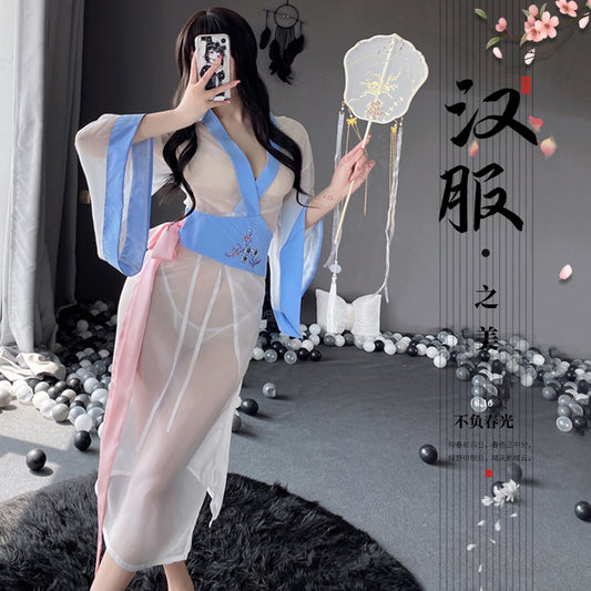 BT2566 BT2544-情趣內衣性感透視中國風長裙刺繡漢服套裝連身裙制服