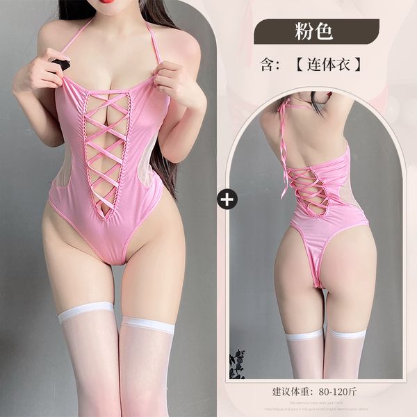BS2658-情趣內衣性感交叉鏤空露胸綁帶連體衣床上激情免脫裝