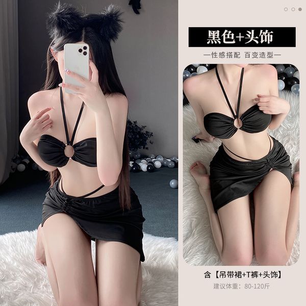 BT2713-性感內衣女睡衣吊帶高腰開叉夜店女王睡裙短裙激情裝