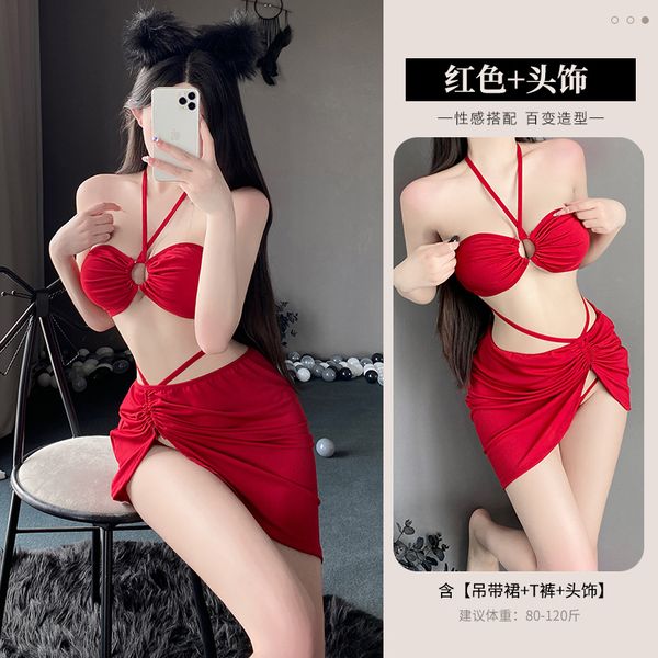 BT2713-性感內衣女睡衣吊帶高腰開叉夜店女王睡裙短裙激情裝