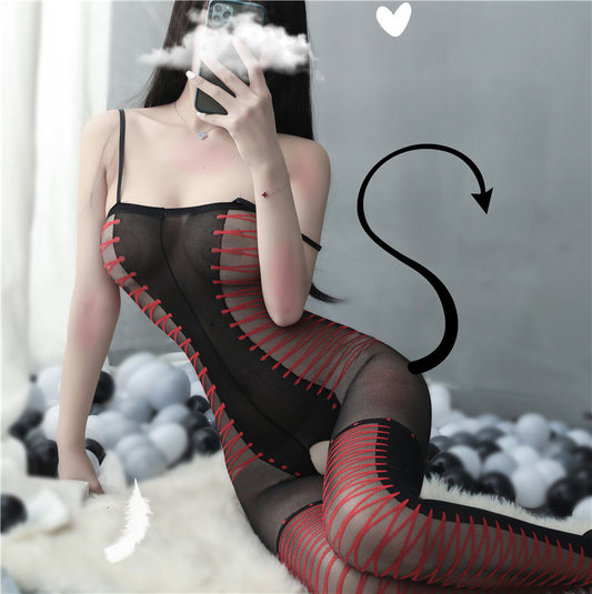 AO8848-情趣內衣女式吊帶誘惑情趣連體衣開襠連身襪絲襪