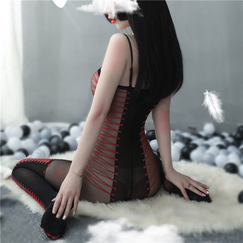 AO8848-情趣內衣女式吊帶誘惑情趣連體衣開襠連身襪絲襪