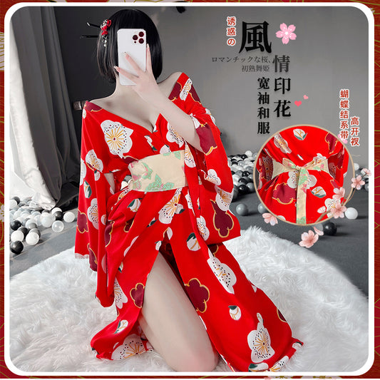 BT8644-性感情趣內衣誘惑日式少女深V長款羽織和服
