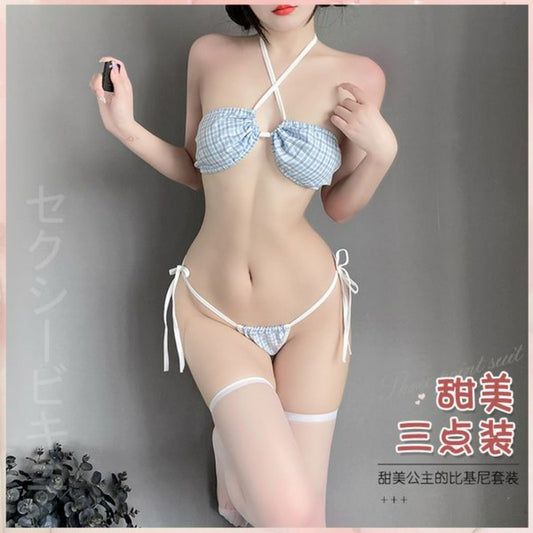 BT1005-情趣內衣性感比基尼三點小胸誘惑制服床上免脫調情套裝