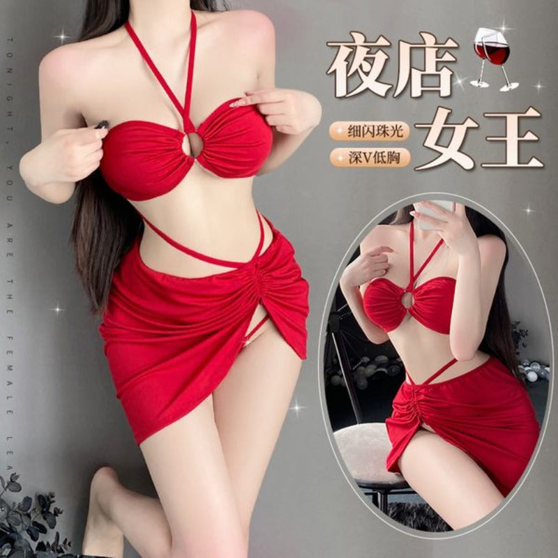 BT2713-性感內衣女睡衣吊帶高腰開叉夜店女王睡裙短裙激情裝