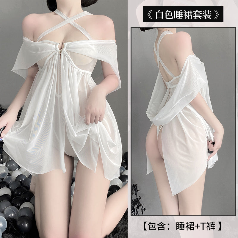 BS2577-情趣内衣性感纯欲透視誘惑吊带睡裙家居服套装
