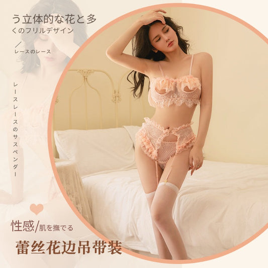 BT2405-情趣內衣女式性感蕾絲花邊吊帶三點比基尼