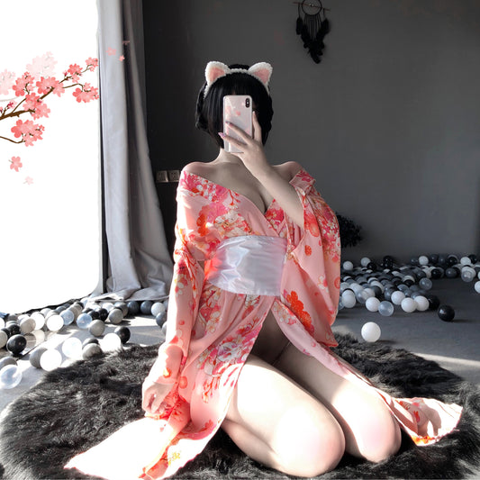 BT1143-情趣內衣日系和服女長款猫女情趣睡衣誘惑女雪紡