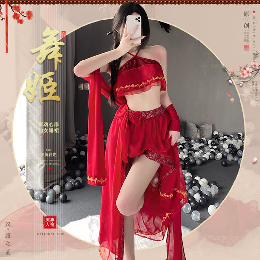 BT2545-情趣內衣性感印花透視肚兜敦煌飛天异域漢服制服套裝