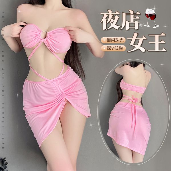 BT2713-性感內衣女睡衣吊帶高腰開叉夜店女王睡裙短裙激情裝