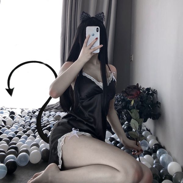 BS2358-情趣性感睡衣蕾絲中長裙加胸墊家居服吊帶裙