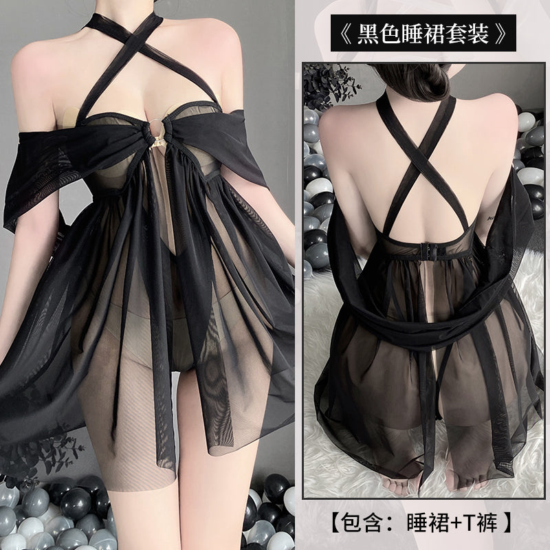 BS2577-情趣内衣性感纯欲透視誘惑吊带睡裙家居服套装