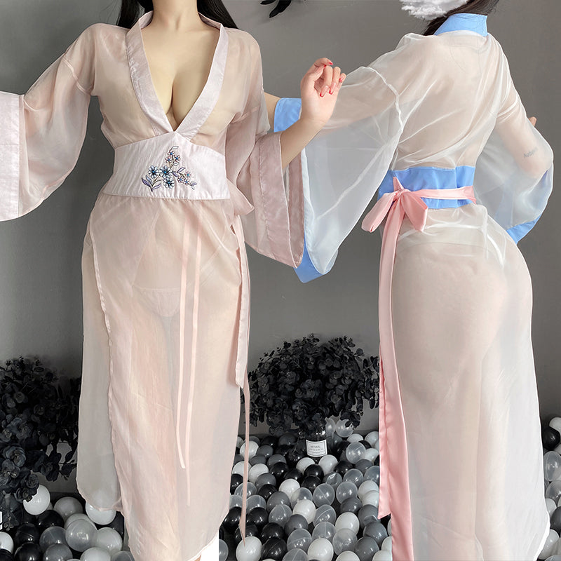 BT2566 BT2544-情趣內衣性感透視中國風長裙刺繡漢服套裝連身裙制服