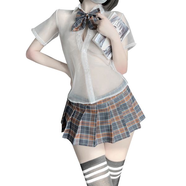 【組合系列】BT情趣內衣性感學生裝JK制服誘惑格子百褶裙套裝水手服組合
