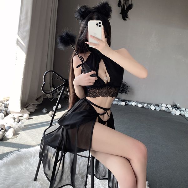 BS2608-性感透視小胸睡衣情趣內衣女激情蕾絲誘惑套裝純欲睡裙