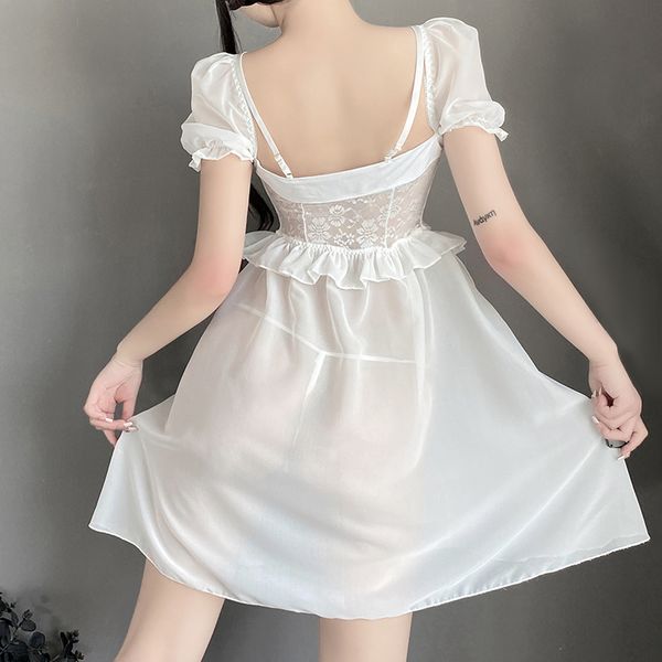 BS2606-情趣內衣性感玫瑰刺繡透視網紗睡衣激情誘惑純欲仙女睡裙