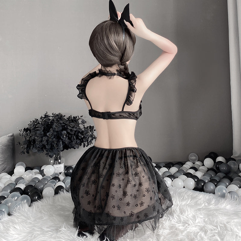 BT2575-性感情趣內衣碎花吊帶甜美兔女郎女傭制服女套裝