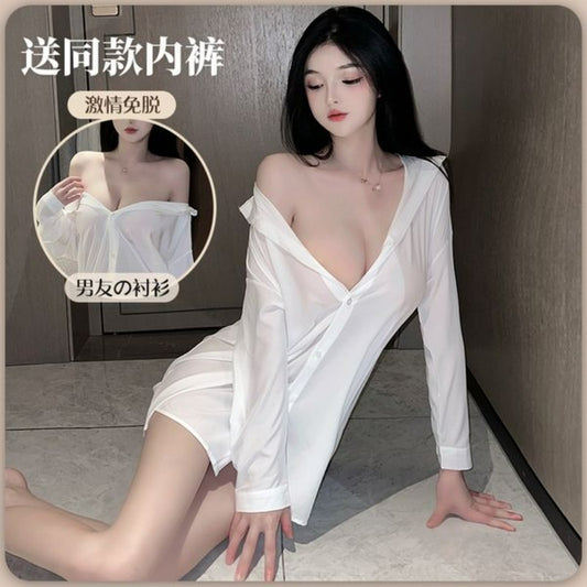BT1430-情趣內衣女調情火辣制服誘惑性感睡衣男友風襯衫