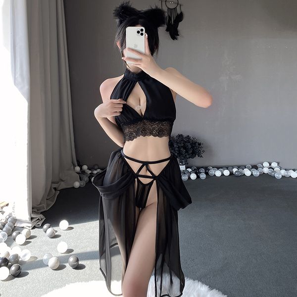BS2608-性感透視小胸睡衣情趣內衣女激情蕾絲誘惑套裝純欲睡裙