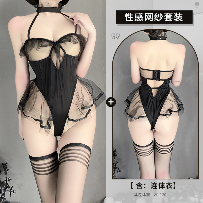 BS2539-情趣內衣性感網紗透視誘惑睡衣免脫吊帶裙家居服套裝