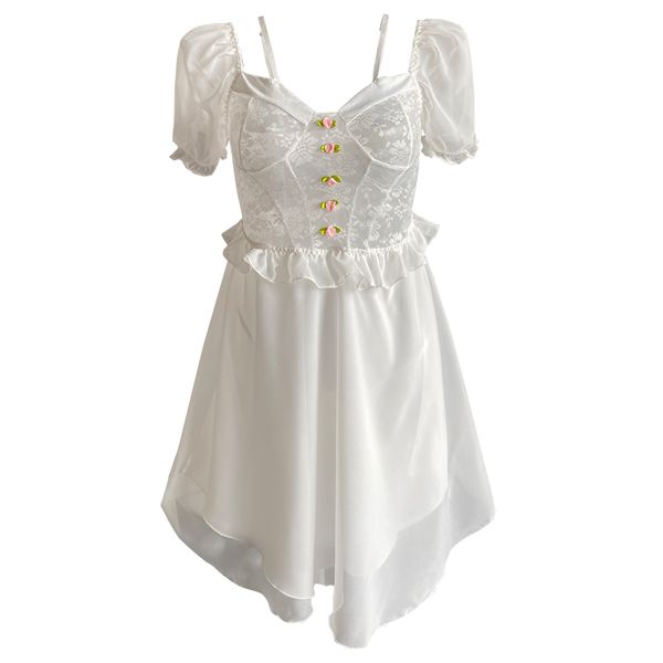 BS2606-情趣內衣性感玫瑰刺繡透視網紗睡衣激情誘惑純欲仙女睡裙